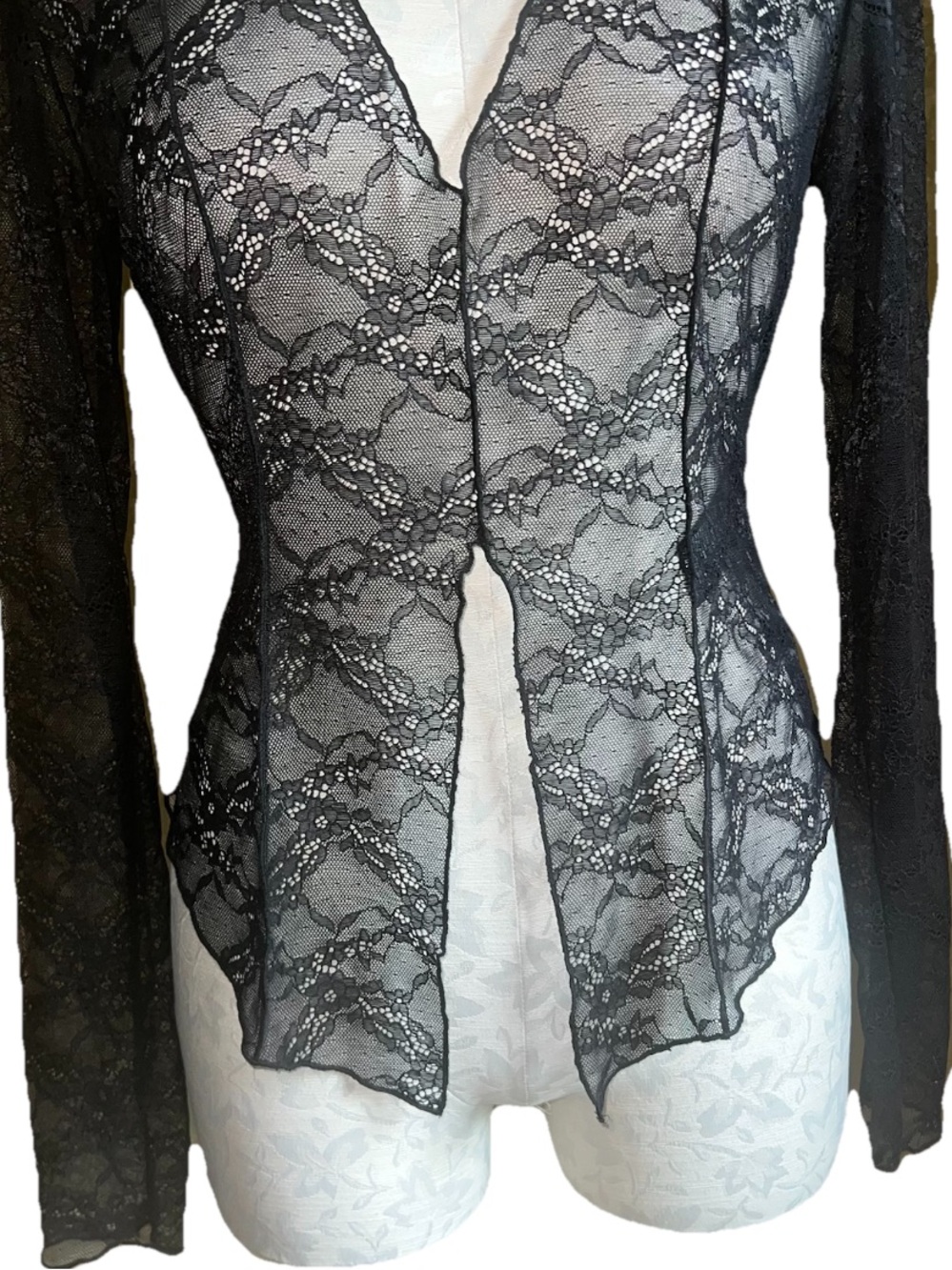 Urban Outfitters Moonlit Sheer Black Lace Flyaway Top - Size Medium - Picture 5 of 14